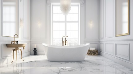Ultra Luxury Bathroom Interior with Elegant Design and High-End Amenities Generative AI	