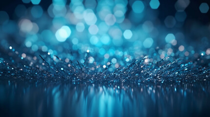 Canvas Print - Shiny Blue Glitter In Abstract Defocused Background Generative AI