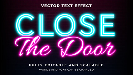 Wall Mural - led neon glowing in the dark editable text effect store sign