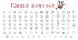 © Oneart graphic - set of Easter Egg Bunny icons, Black line vector, 98 creative icons