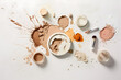 © mehaniq41 - Flat lay composition with various makeup face powders on white background. Neural network AI generated art