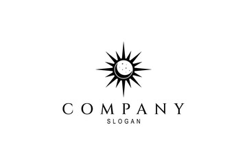 Wall Mural - day and night logo with sun, moon and stars