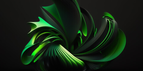 background with metallic effect of organic shapes in green color. Post-processed generative AI