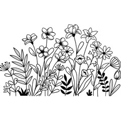 Hand Drawn Flower, Flower Line Art