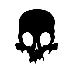 Wall Mural - Black skull icon illustration. Comic style. T-shirt print for Horror or Halloween. Hand drawing illustration isolated on white background. Vector EPS 10