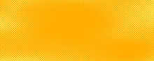 Yellow Orange Square Halftone Pattern. Retro Comic Gradient Background. Square Pixilated Dot Cartoon Texture. Pop Art Faded Gradient Pattern. Vector Illustration.
