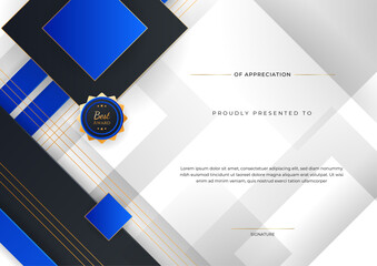 Wall Mural - minimal blue triangle certificate template design