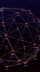 Wall Mural - animation of network of connections with icons over dark background