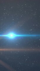 animation of glowing blue and orange light moving over spots of light and stars in background