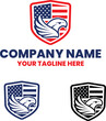 Shield with an eagle, american eagle logo,  falcon head logo design, flying hawk logo design vector files
