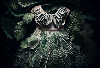 ramaria stricta dress pattern folds pleats jungle feather canopy accordion. Generative AI