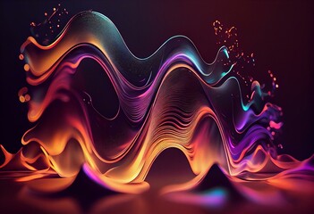 Wall Mural - Holographic wavy background, Generative AI