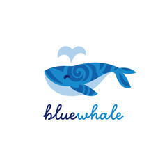 Wall Mural - Cute blue tribal whale logo design