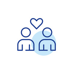 Wall Mural - two dating app users finding romantic attraction. pixel perfect, editable stroke line icon
