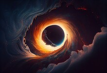 Black Hole, Science Fiction Wallpaper. Beauty Of Deep Space. Colorful Graphics For Background, Like Water Waves, Clouds, Night Sky, Universe, Galaxy, Planets,. Generative AI