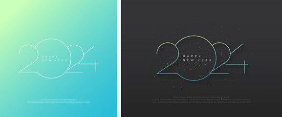 Modern new year 2024 with colorful line art. Unique and luxurious design. Premium design 2024 for calendar, poster, template or poster design.
