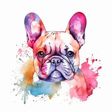 French Bulldog Watercolor. Illustration AI Generative