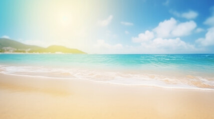 Summer ocean beach background. Illustration AI Generative.