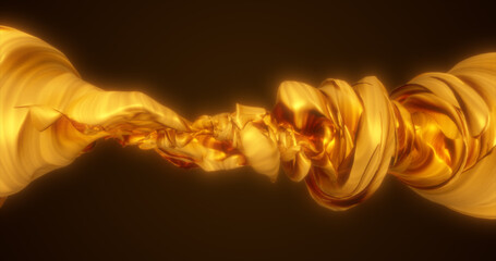 Abstract yellow gold line swirling fluid or fabric glowing energy scientific futuristic hi-tech background