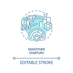 smoother startups turquoise concept icon. standardized changeover processes abstract idea thin line 