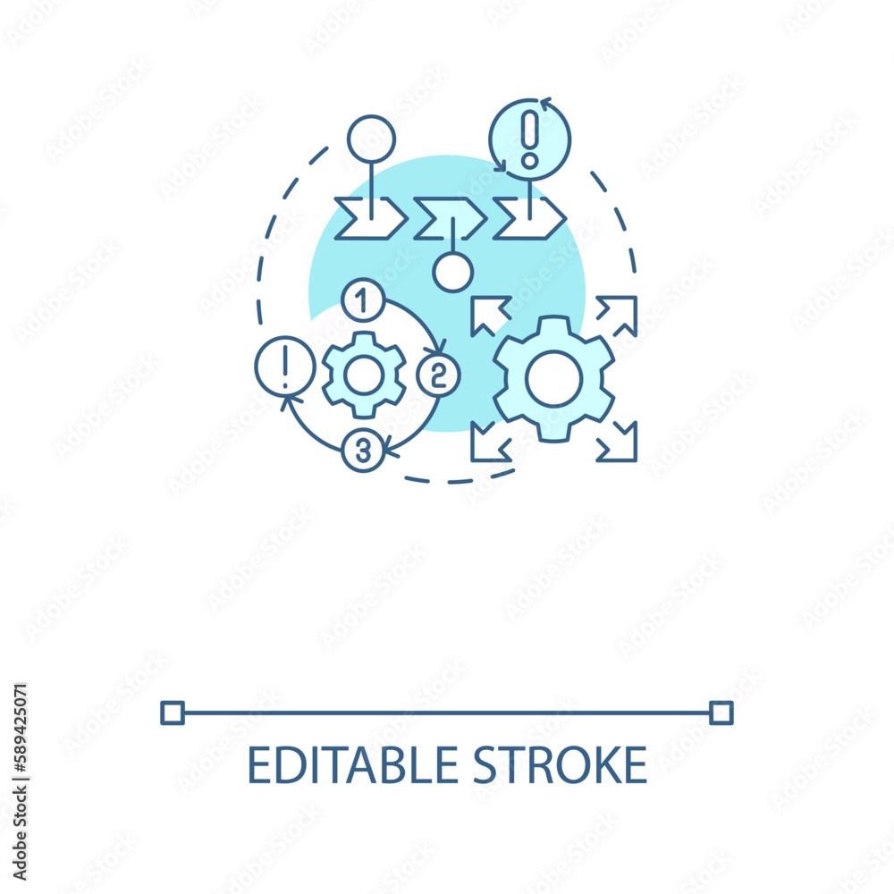 Inability to standardize process turquoise concept icon. Inefficient ...