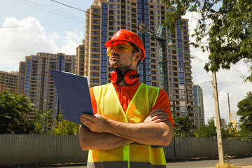 Wall Mural - Young man civil engineer in safety hat