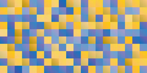 Wall Mural - abstract colorful pixelated surface pattern with random colored blue and yellow squares - wide scale