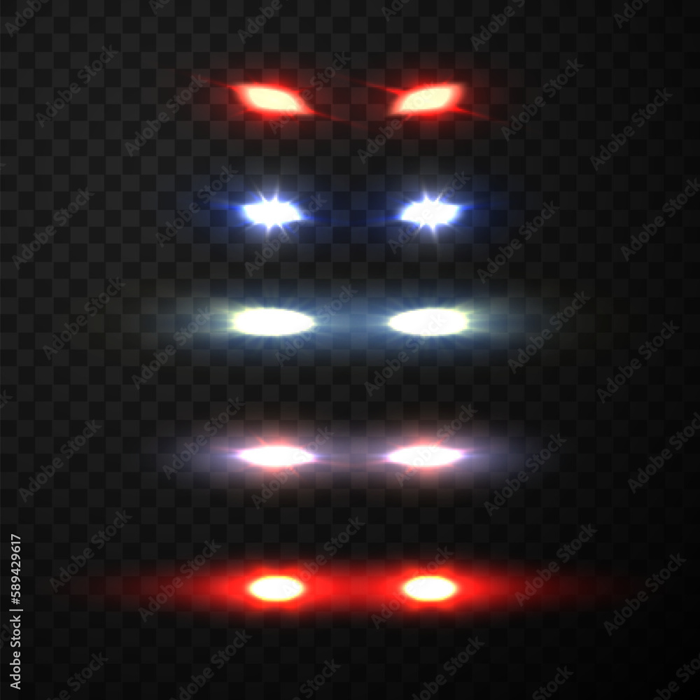 Laser eye effect yellow blue red glow overlay vision set realistic vector  illustration Stock Vector | Adobe Stock