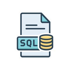 Wall Mural - Color illustration icon for sql file 