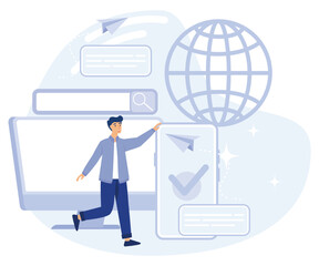 Web development concept,  Microsite interface, cross-browser compatibility, 404 error, programming, company page, page not found, flat vector modern illustration