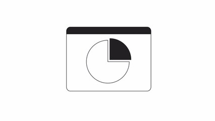 Wall Mural - animated mono webpage with pie chart. analytics. black and white thin line icon 4k video footage for