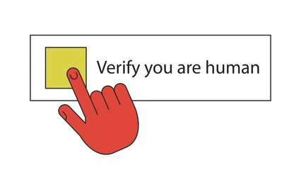 Wall Mural - captcha verification animation. animated please verify pop up 2d cartoon flat colour line otp screen