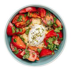 Wall Mural - png hummus bowl with poached egg and tomatoes