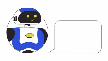 Wall Mural - ai with chat bubble animation. animated bot avatar 2d cartoon flat colour line character. language, 