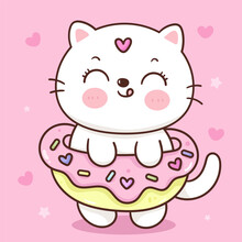Coffee Donut Cute Cat Art Free Stock Photo - Public Domain Pictures