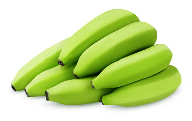 Wall Mural - bunch of green bananas isolated on transparent background