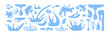 © Good Studio - Water splashes, drops set. Aqua in motion, blue liquid falling, dripping, flowing. Droplets, splatters, fresh clean fluids, sprays, ripples. Flat vector illustrations isolated on white background