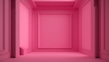 Interior simple pink room, luxury apartment. Stylish walls and floor. Empty place, background. Generative AI