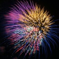 Poster - Colorful fireworks against a dark night sky