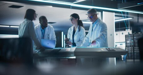 Aufkleber - Portrait of a Group of Industrial Robotics Engineers Working on a Humanoid Robot, Consulting with Specialists and Analyzing Electronic Components. Female Scientist Having a Meeting with Her Team
