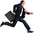 © BillionPhotos.com - Portrait of happy businessman running on background