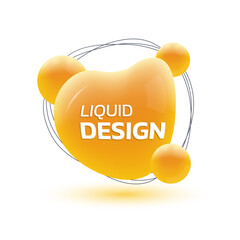 Sticker - 3d abstract liquid shape. fluid badge or logo. modern organic bubble design for banner or poster. dy