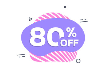 Canvas Print - sale badge, sticker or label. 80 percent price off liquid shape design. discount, promotion abstract