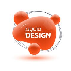 Sticker - 3d abstract liquid shape. fluid badge or logo. modern organic bubble design for banner or poster. dy