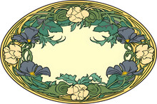 Label Art Nouveau - Green Oval. Generative AI