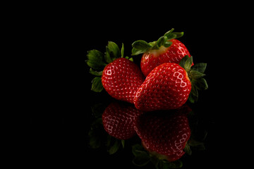 Red ripe strawberry fruits