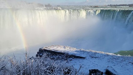 Wall Mural - HD of an amazing waterfall in winter city