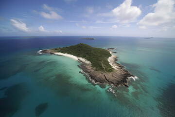 Wall Mural - aerial view of a small island in the middle of the ocean. created with generative ai technology