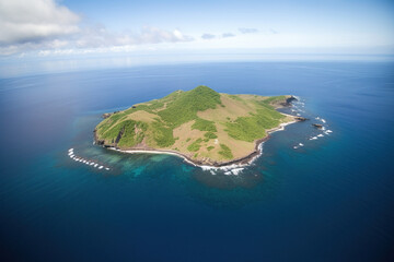 Wall Mural - aerial view of a small island in the middle of the ocean. created with generative ai technology