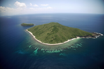 Wall Mural - aerial view of a small island in the middle of the ocean. created with generative ai technology